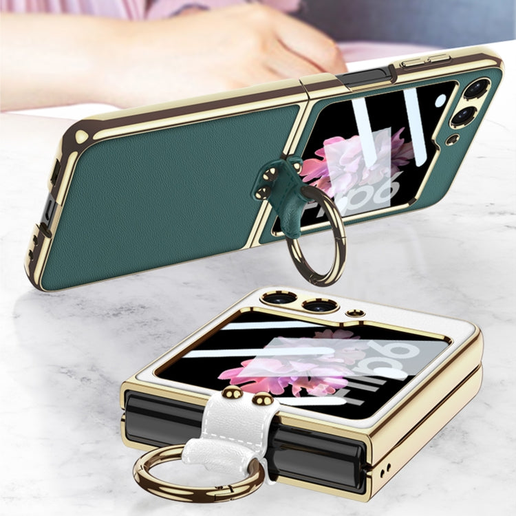 For Samsung Galaxy Z Flip6 / Flip7 FE GKK Integrated Electroplating Leather Phone Case with Ring/Strap(Pink)