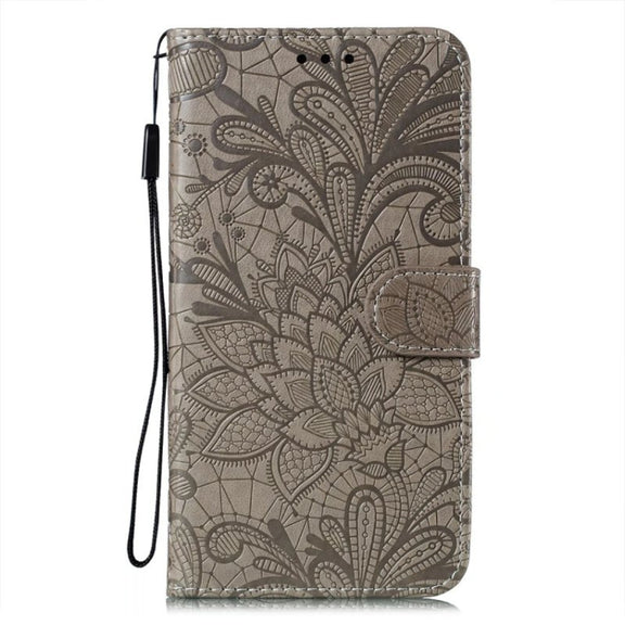 For Google Pixel 9 Lace Flower Embossing Flip Leather Phone Case(Grey)