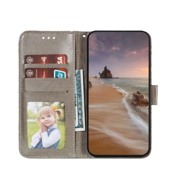 For Google Pixel 9 Lace Flower Embossing Flip Leather Phone Case(Grey)