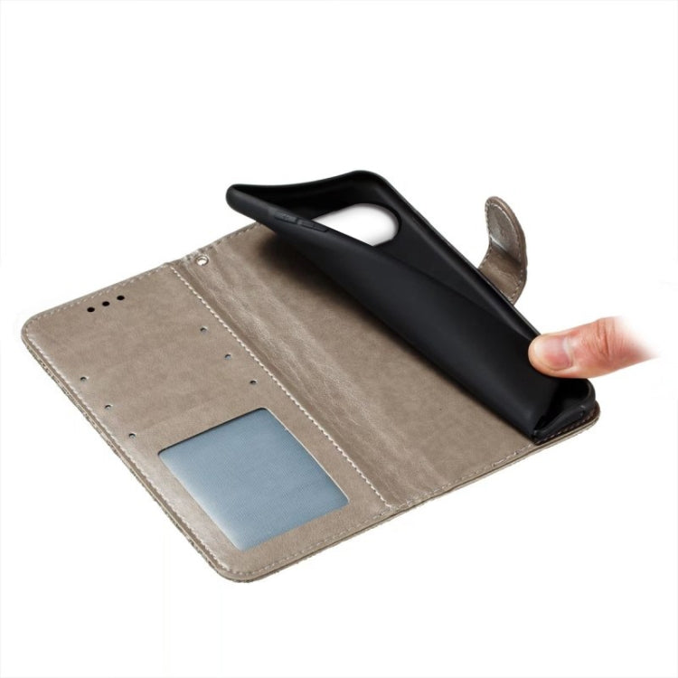 For Google Pixel 9 Lace Flower Embossing Flip Leather Phone Case(Grey)