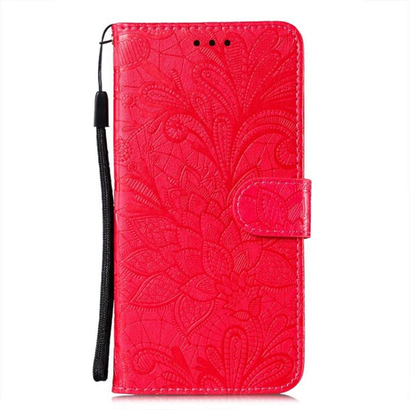 For Google Pixel 9 Lace Flower Embossing Flip Leather Phone Case(Red)