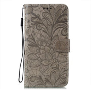 For Google Pixel 9 Pro Lace Flower Embossing Flip Leather Phone Case(Grey)