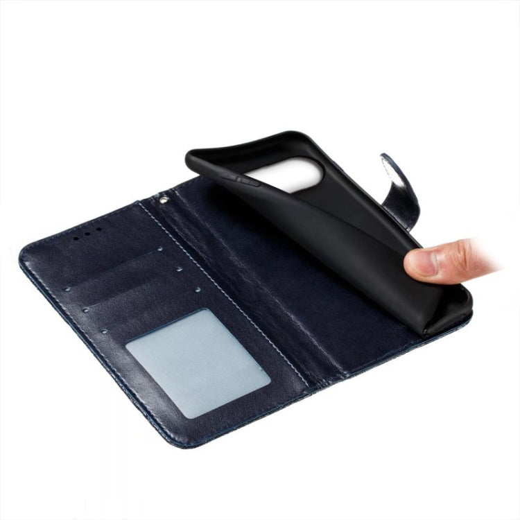 For Google Pixel 9 Pro Lace Flower Embossing Flip Leather Phone Case(Dark Blue)