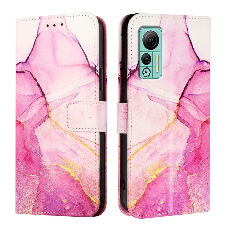 For Ulefone Note 14 PT003 Marble Pattern Flip Leather Phone Case(Pink Purple Gold)