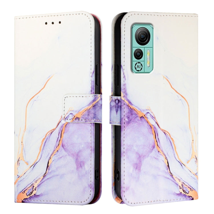 For Ulefone Note 14 PT003 Marble Pattern Flip Leather Phone Case(White Purple)