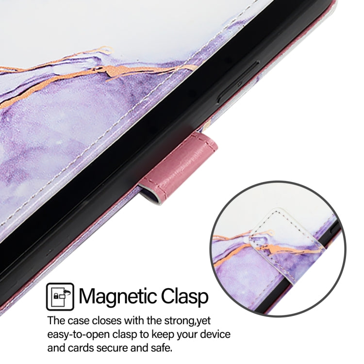 For Ulefone Note 14 PT003 Marble Pattern Flip Leather Phone Case(White Purple)
