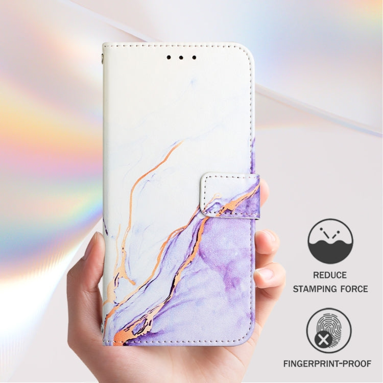 For Ulefone Note 14 PT003 Marble Pattern Flip Leather Phone Case(White Purple)