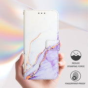 For Ulefone Note 14 PT003 Marble Pattern Flip Leather Phone Case(White Purple)
