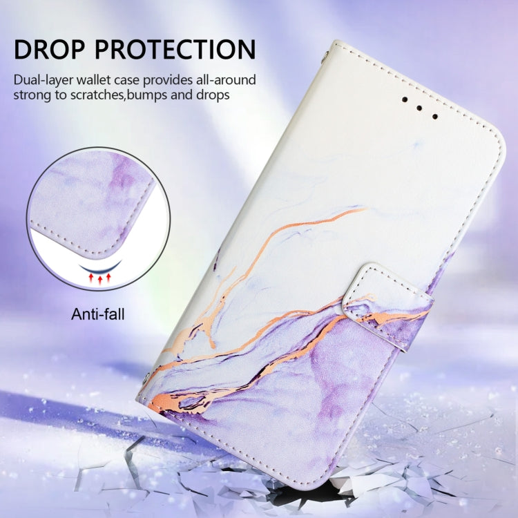 For Ulefone Note 14 PT003 Marble Pattern Flip Leather Phone Case(White Purple)