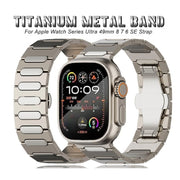 For Apple Watch SE 2022 44mm Oval Butterfly Buckle Titanium Alloy Watch Band(Silver)