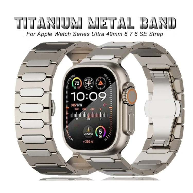 For Apple Watch Series 8 45mm Oval Butterfly Buckle Titanium Alloy Watch Band(Silver)