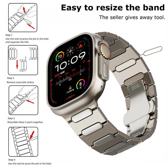 For Apple Watch SE 2022 44mm Oval Butterfly Buckle Titanium Alloy Watch Band(Silver)