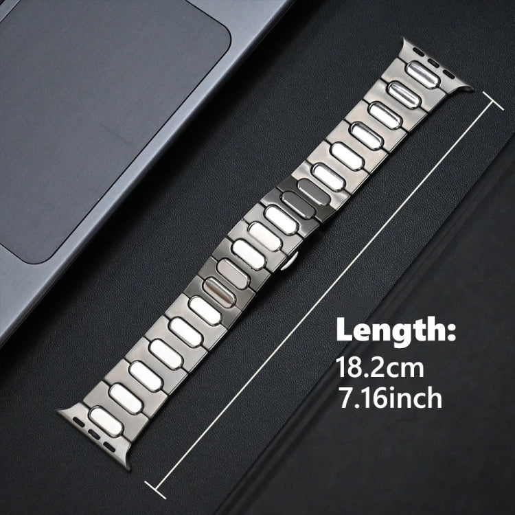 For Apple Watch Series 8 45mm Oval Butterfly Buckle Titanium Alloy Watch Band(Silver)