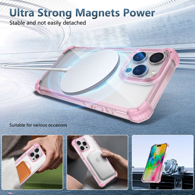For iPhone 16 Pro Transparent MagSafe Magnetic Phone Case(Pink)