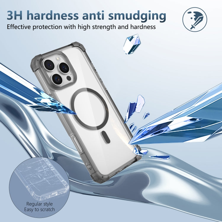 For iPhone 16 Pro Transparent MagSafe Magnetic Phone Case(Black)