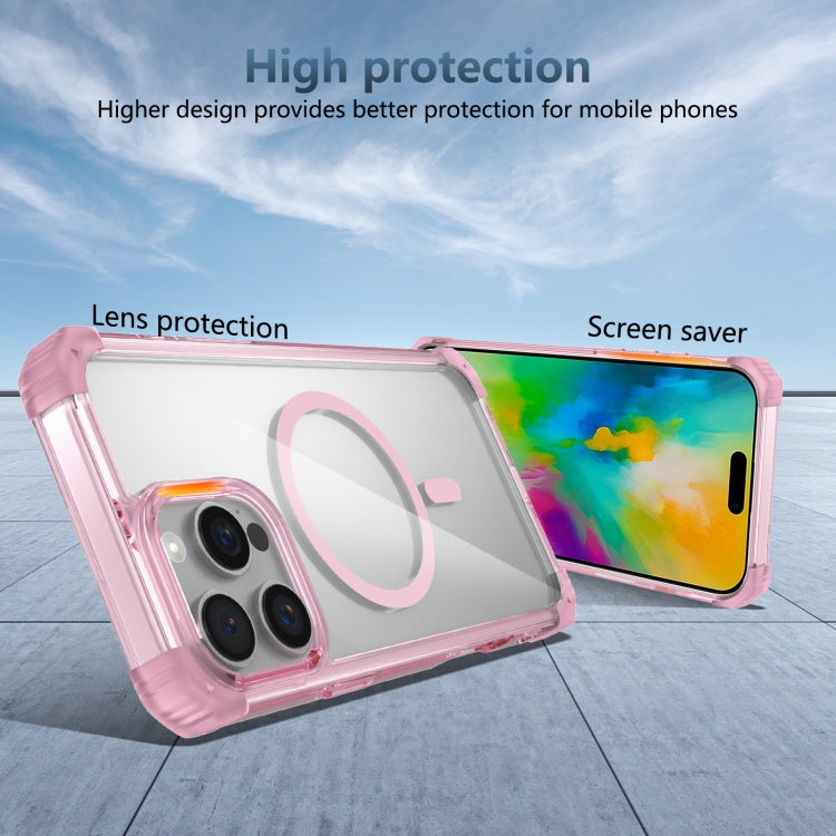 For iPhone 16 Pro Max Transparent MagSafe Magnetic Phone Case(Pink)