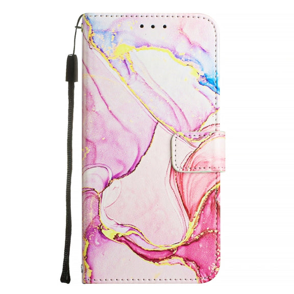 For Blackview A52 PT003 Marble Pattern Flip Leather Phone Case(Rose Gold)