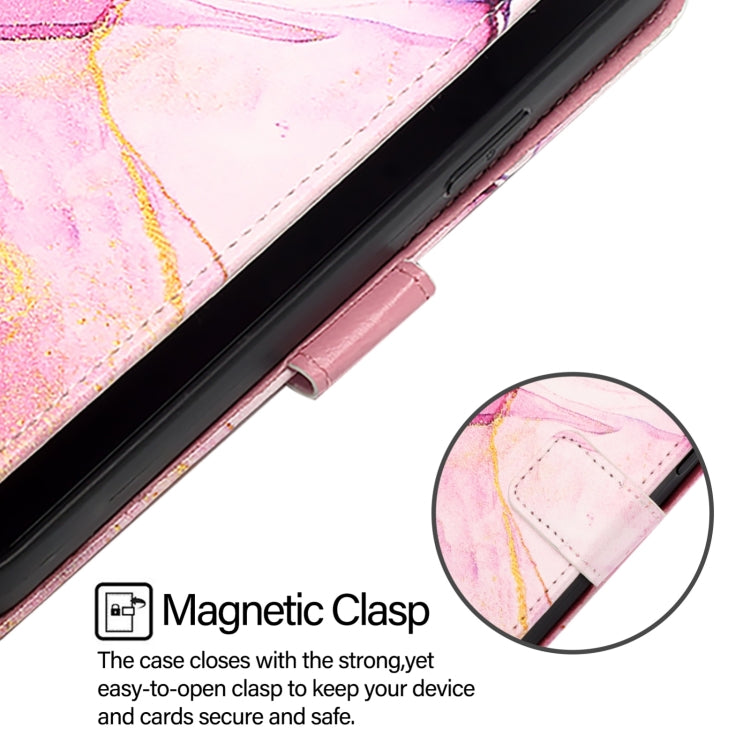 For Blackview A53 PT003 Marble Pattern Flip Leather Phone Case(Pink Purple Gold)