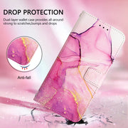 For Blackview A53 PT003 Marble Pattern Flip Leather Phone Case(Pink Purple Gold)