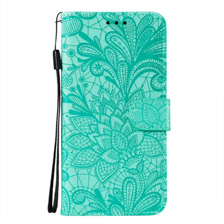 For Motorola Moto G Play 2024 Lace Flower Embossing Flip Leather Phone Case(Green)