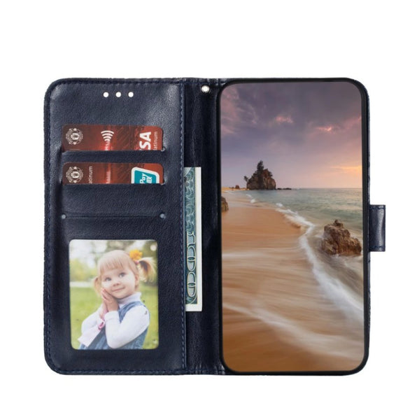 For Xiaomi Redmi K70 Lace Flower Embossing Flip Leather Phone Case(Dark Blue)