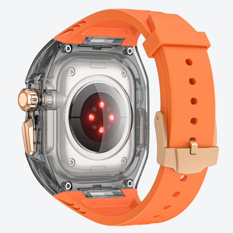 For Apple Watch Ultra 2 49mm Modified PC Hybrid TPU Watch Case Band(Orange Clear Black)