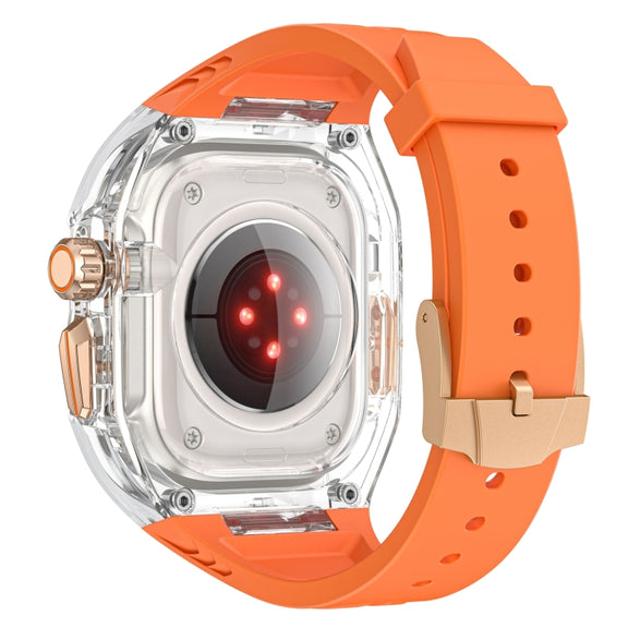 For Apple Watch Ultra 2 49mm Modified PC Hybrid TPU Watch Case Band(Orange Transparent)