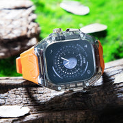 For Apple Watch Ultra 49mm Modified PC Hybrid TPU Watch Case Band(Orange Clear Black)