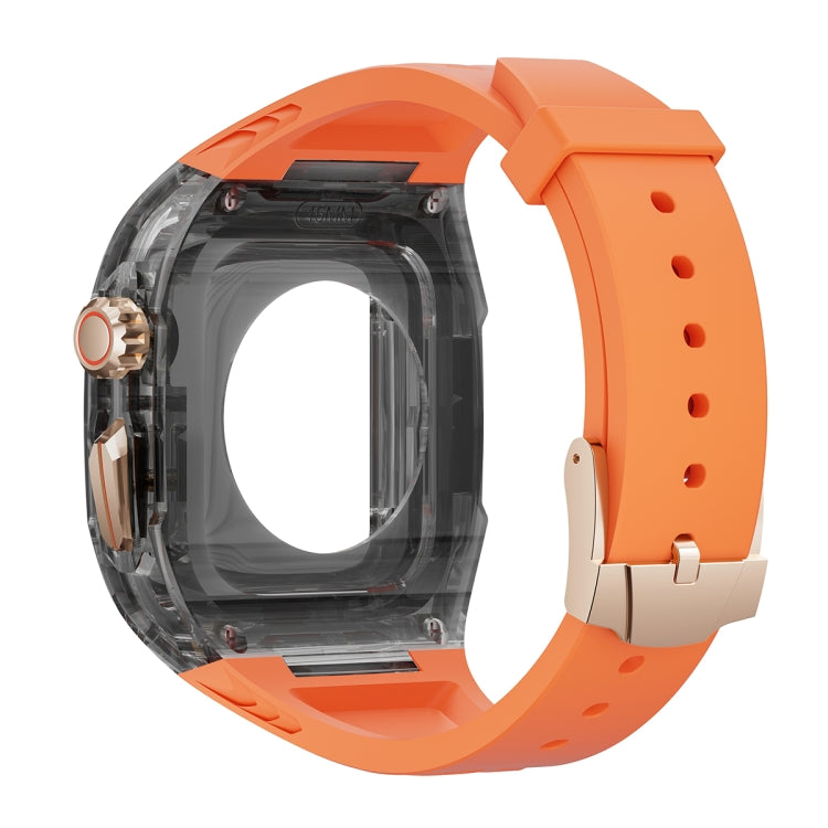 For Apple Watch Series 5 44mm Modified PC Hybrid TPU Watch Case Band(Orange Clear Black)