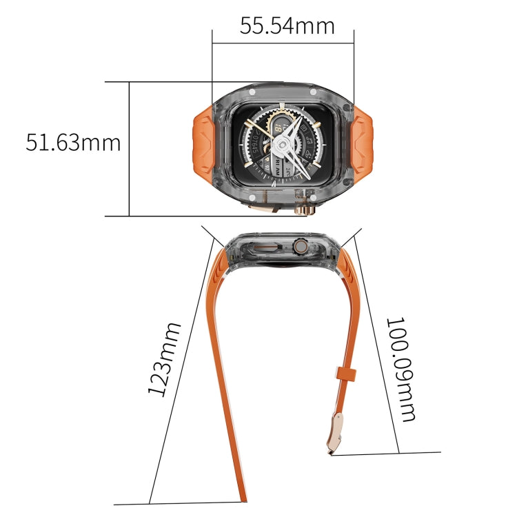 For Apple Watch Series 5 44mm Modified PC Hybrid TPU Watch Case Band(Orange Clear Black)