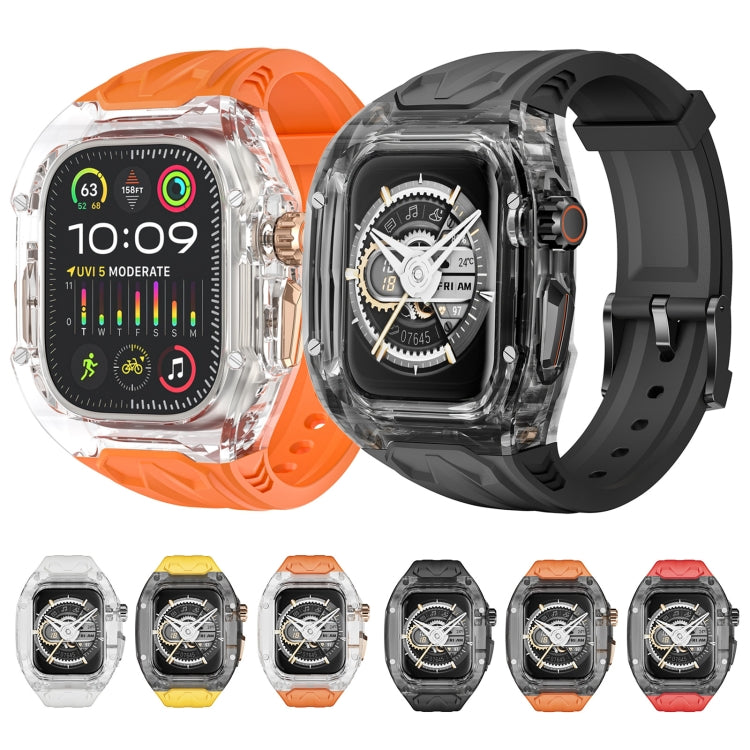 For Apple Watch Ultra 49mm Modified PC Hybrid TPU Watch Case Band(Orange Clear Black)