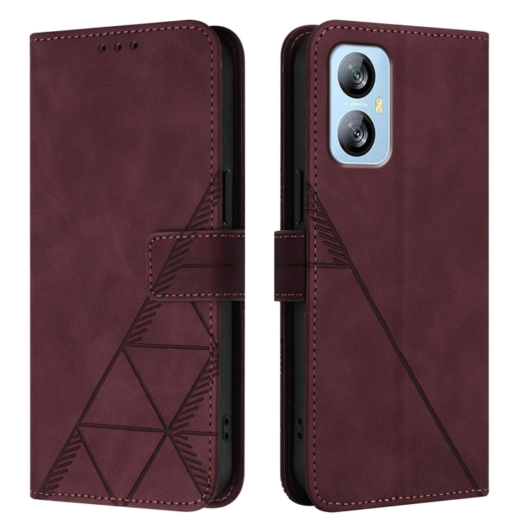 For Blackview A52 Crossbody 3D Embossed Flip Leather Phone Case(Wine Red)