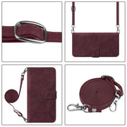 For Blackview A52 Crossbody 3D Embossed Flip Leather Phone Case(Wine Red)