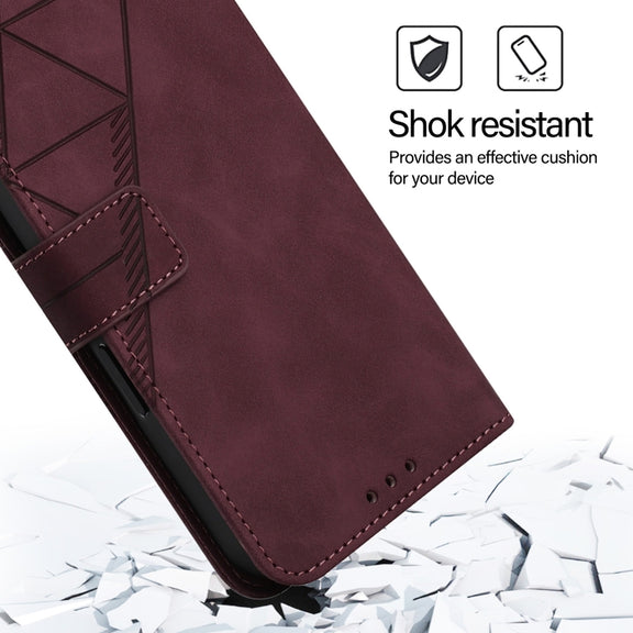 For Blackview Wave 6C Crossbody 3D Embossed Flip Leather Phone Case(Wine Red)