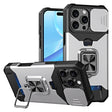 For iPhone 16 Pro Camera Shield Card Slot PC+TPU Phone Case(Silver) - iPhone 16 Pro Cases by PMC TechLife | Online Shopping South Africa | PMC TechLife | Buy Now Pay Later Mobicred