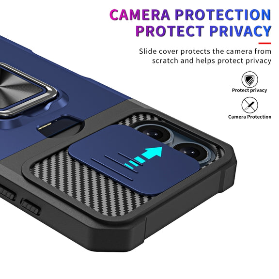 For iPhone 16 Camera Shield Card Slot PC+TPU Phone Case(Red)