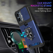 For iPhone 16 Camera Shield Card Slot PC+TPU Phone Case(Red)
