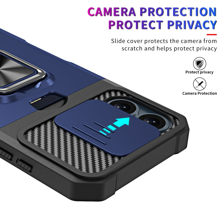 For iPhone 16 Camera Shield Card Slot PC+TPU Phone Case(Black)