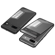 For Google Pixel 7a Snap Buckle Metal Frame Frosted Phone Case(Black)