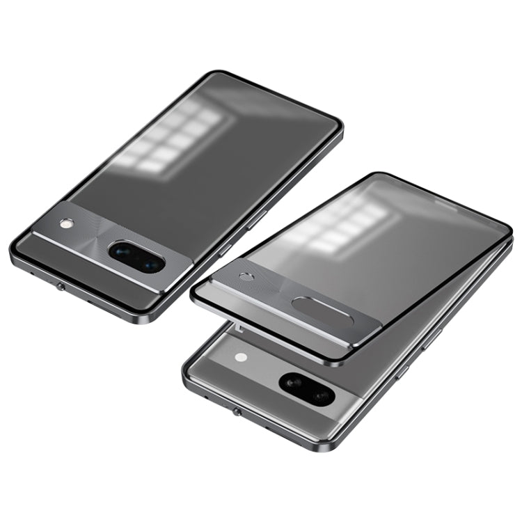 For Google Pixel 7a Snap Buckle Metal Frame Frosted Phone Case(Grey)