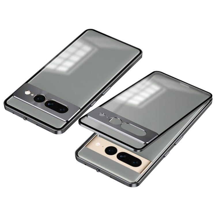 For Google Pixel 7 Pro Snap Buckle Metal Frame Frosted Phone Case(Grey)