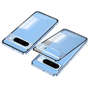 For Google Pixel 8 Pro Snap Buckle Metal Frame Frosted Phone Case(Blue)