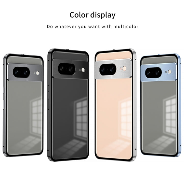 For Google Pixel 8a Snap Buckle Metal Frame Frosted Phone Case(Silver)