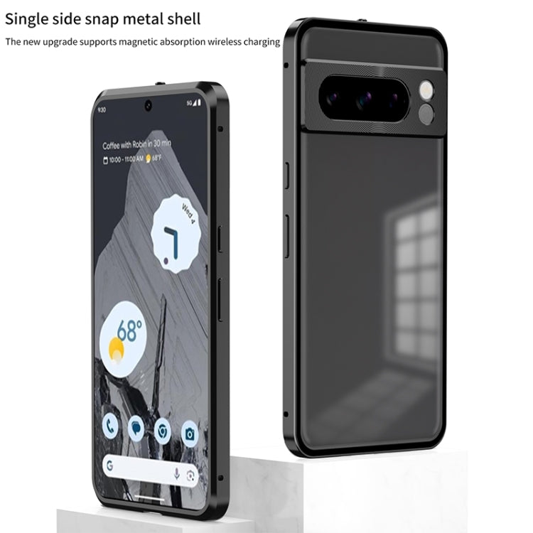 For Google Pixel 8a Snap Buckle Metal Frame Frosted Phone Case(Silver)