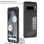 For Google Pixel 8a Snap Buckle Metal Frame Frosted Phone Case(Silver)