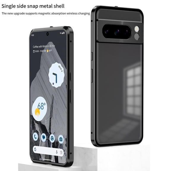 For Google Pixel 8a Snap Buckle Metal Frame Frosted Phone Case(Silver)