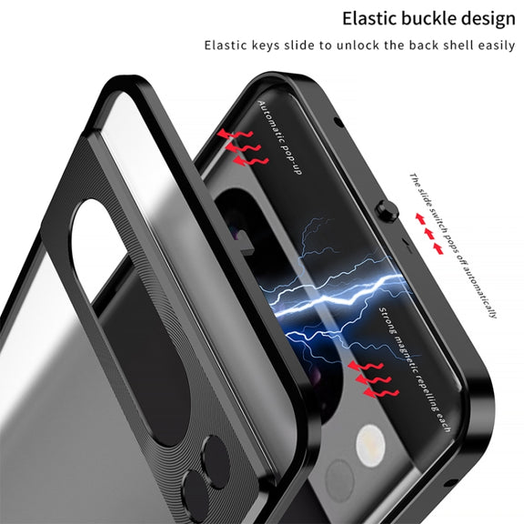 For Google Pixel 8a Snap Buckle Metal Frame Frosted Phone Case(Silver)