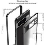 For Google Pixel 8a Snap Buckle Metal Frame Frosted Phone Case(Silver)