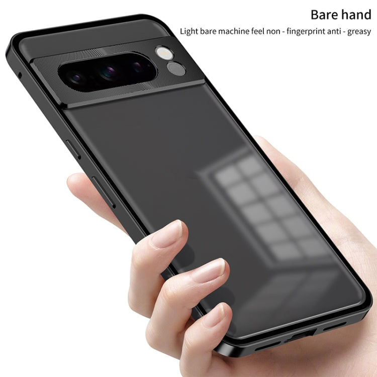 For Google Pixel 8a Snap Buckle Metal Frame Frosted Phone Case(Silver)
