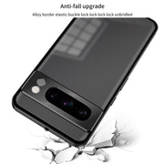 For Google Pixel 8a Snap Buckle Metal Frame Frosted Phone Case(Silver)